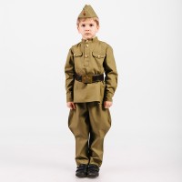 Костюм пехотинца для мальчика, без гимнастерки, галифе, пилотка, ремень, рост 122 см (Сын полка)
